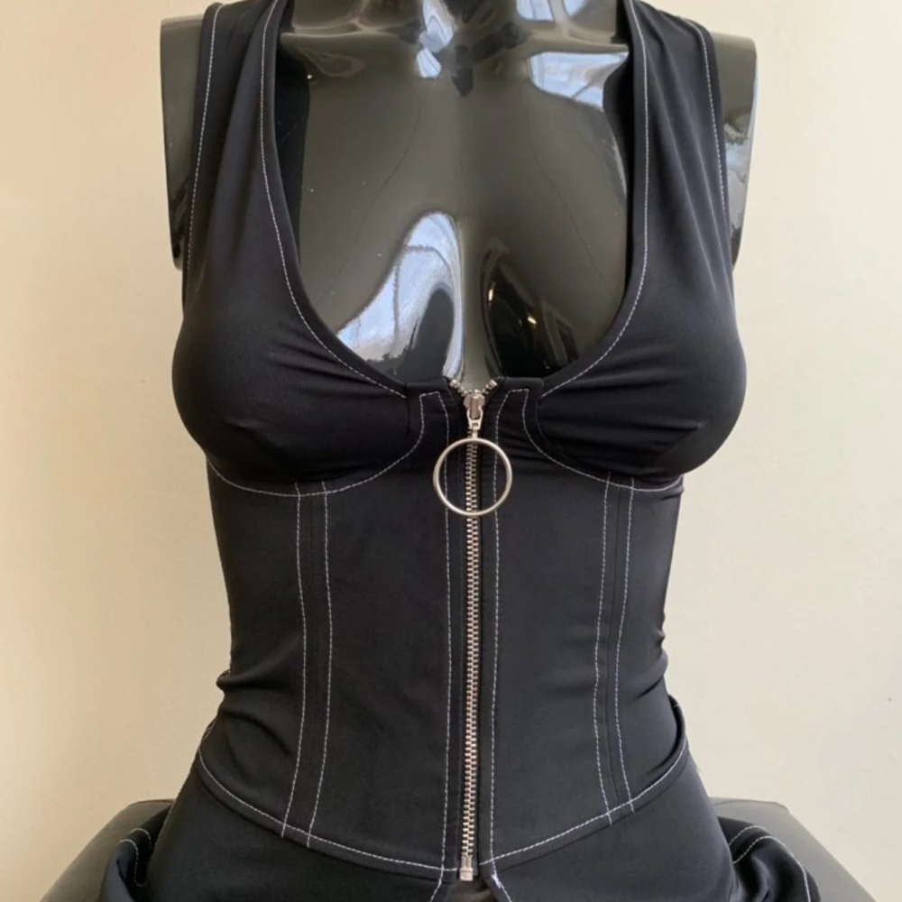 H&M Black Zip Up Top